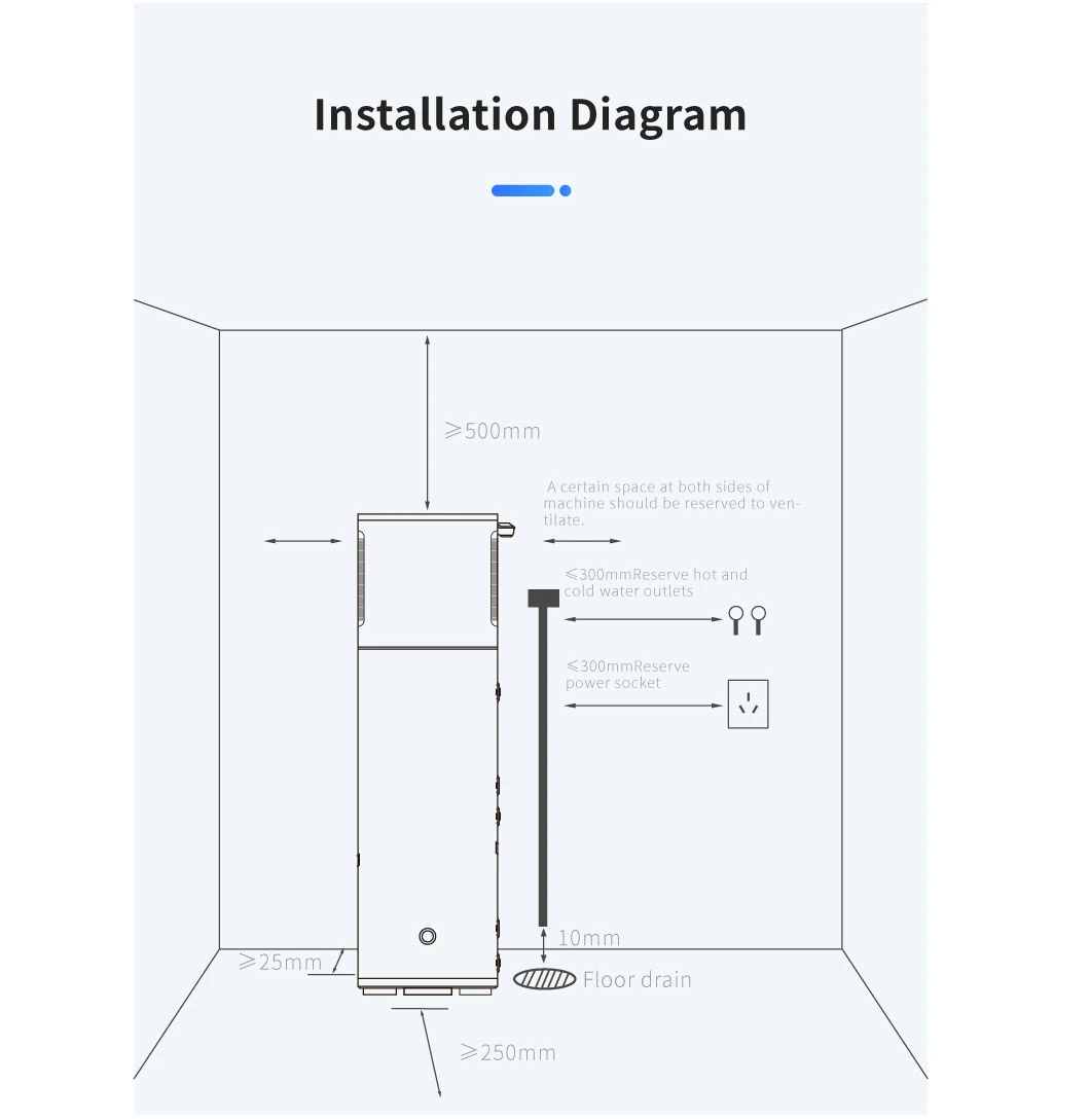 Leasy All-in-One High-Cop R134A/R290 Hot Water Heater Air Source Water Heater Heat Pump Water Heater with 160L/200L/300L Enamel Water Tank